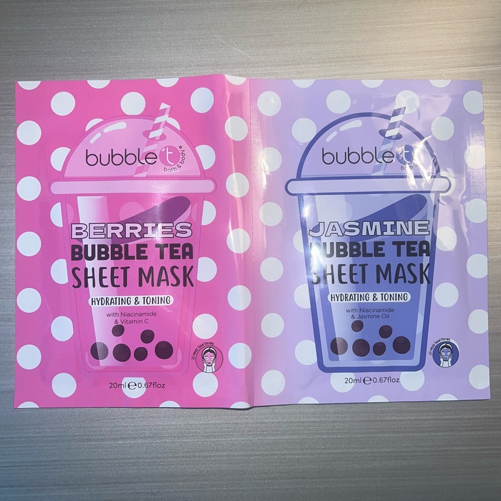 🔴 3/$18 5/$25 Bubble T Cosmetics Sheet Mask Duo in Berries and Jasmine, NEW